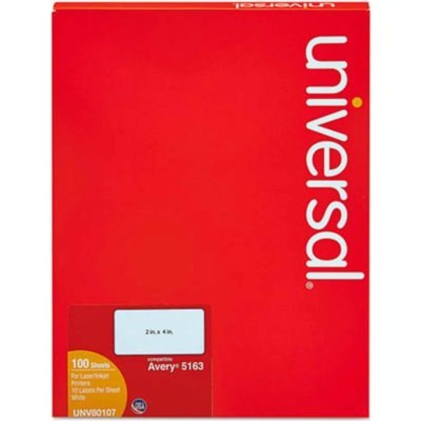 United Stationers Supply Universal® Laser Printer Permanent Labels, 2 x 4, White, 1000 Labels UNV80107